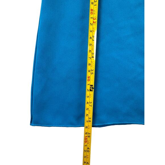 Aritzia Wilfred Minthe Dress XS Tropic Blue Midi Slip V-Neck Matte Satin Drapey - Picture 8 of 14